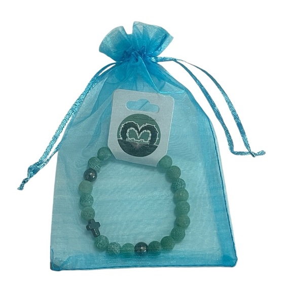 Weathered Agate & Obsidian Cross Bracelet - Picture 4 of 4